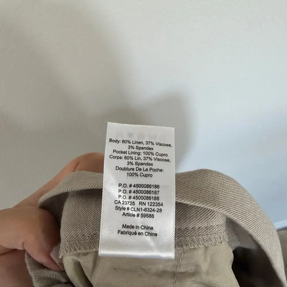 Babaton Aritzia Cohen Beige Linen Pull On Ankle Pants (4)